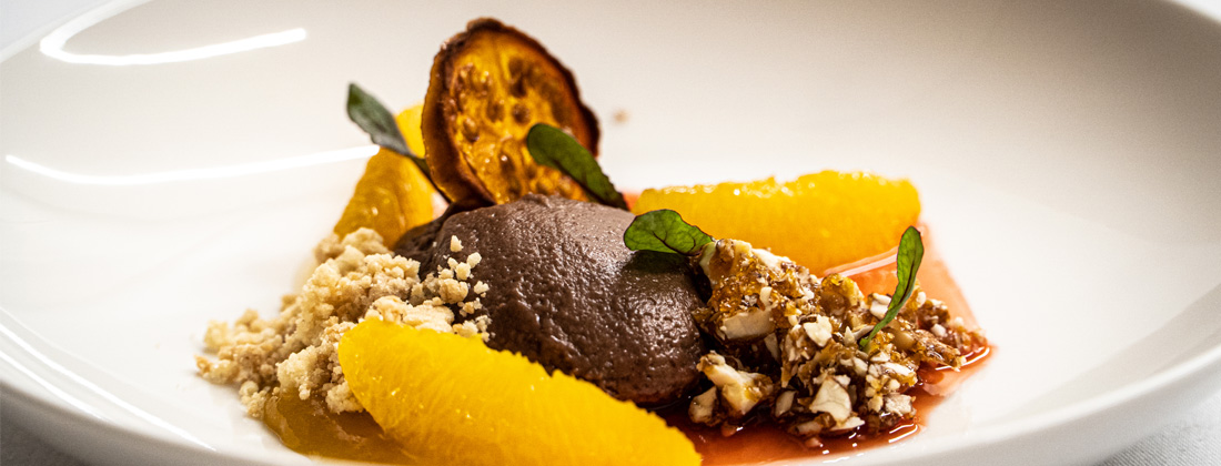 Culinary-dessert-served-on-white-plate Culinary dessert served on white plate