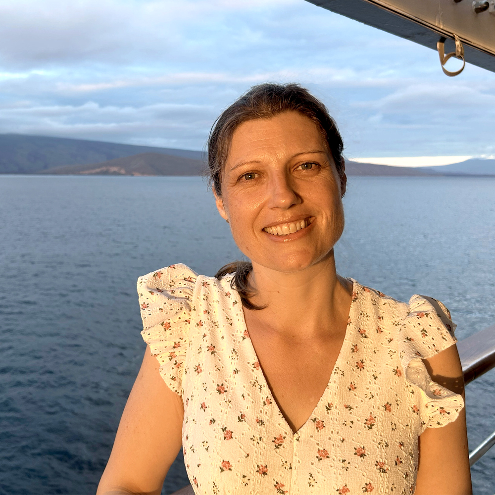 Carly-on-ship-balcony2 Carly Newman, co-founder of Nautica Blu.